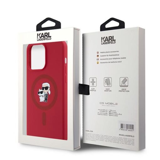 Karl Lagerfeld case for iPhone 15 Pro Max 6,7" KLHMP15XSCMKCRHR red HC Magsafe silicone kc heads ring - Image 8
