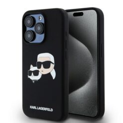 Karl Lagerfeld case for iPhone 15 Pro 6,1" KLHMP15LSKCHPPLK black HC Magsafe silicone sil double heads print