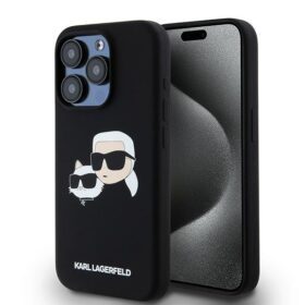 Karl Lagerfeld case for iPhone 15 Pro 6,1" KLHMP15LSKCHPPLK black HC Magsafe silicone sil double heads print