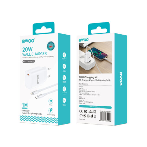 BWOO 20W wall charger CDA159 with cable USB-C to Lightning - Image 6