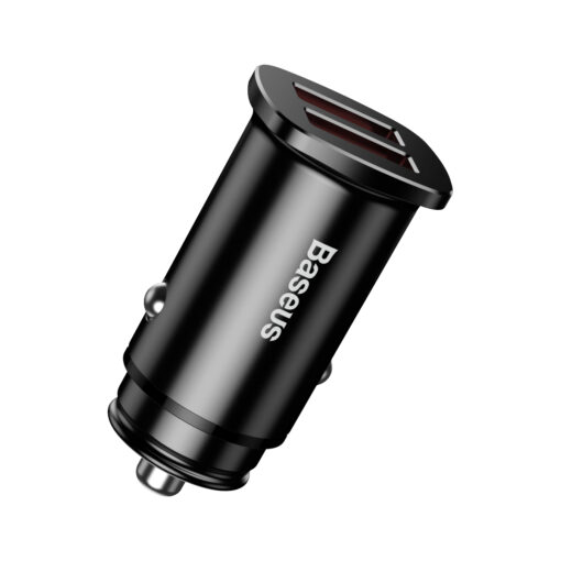 Baseus car charger Square Metal 2x USB 30W QC 3.0 black - Image 2