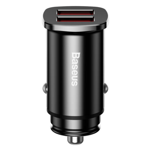 Baseus car charger Square Metal 2x USB 30W QC 3.0 black - Image 3