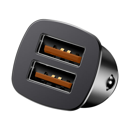 Baseus car charger Square Metal 2x USB 30W QC 3.0 black - Image 5