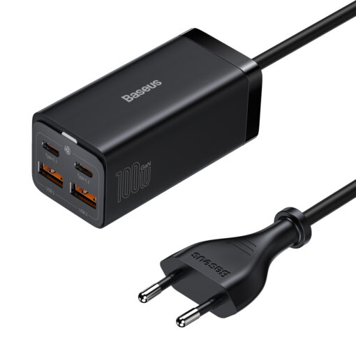 Baseus wall charger GaN3 Pro 100W 2x USB-C 2x USB black - Image 2