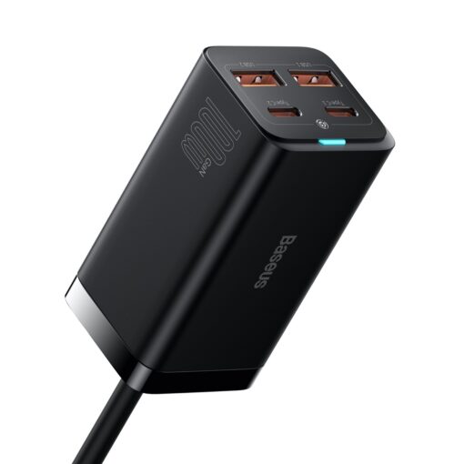 Baseus wall charger GaN3 Pro 100W 2x USB-C 2x USB black - Image 3