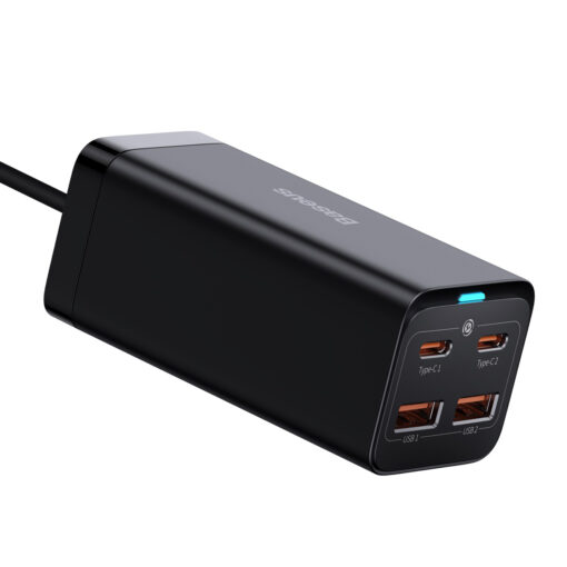 Baseus wall charger GaN3 Pro 100W 2x USB-C 2x USB black - Image 4