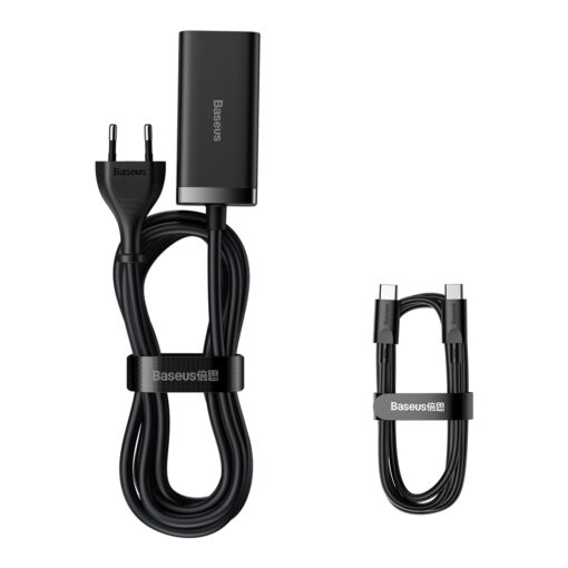 Baseus wall charger GaN3 Pro 100W 2x USB-C 2x USB black - Image 7