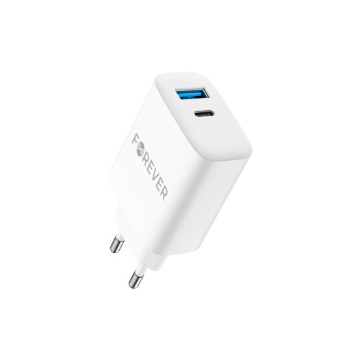 Forever TC-07-30AC PD QC charger 1x USB-C 1x USB 30W white + USB-C - USB-C cable 60W - Image 4