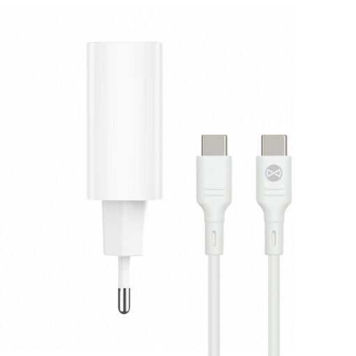 Forever TC-07-30AC PD QC charger 1x USB-C 1x USB 30W white + USB-C - USB-C cable 60W - Image 7