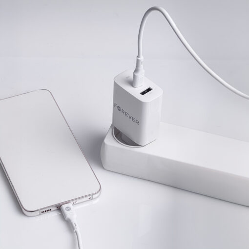 Forever TC-07-30AC PD QC charger 1x USB-C 1x USB 30W white + USB-C - USB-C cable 60W - Image 8