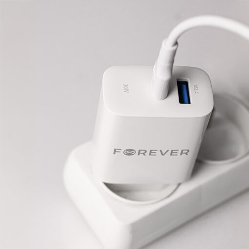 Forever TC-07-30AC PD QC charger 1x USB-C 1x USB 30W white + USB-C - USB-C cable 60W - Image 11