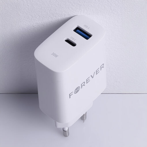 Forever TC-07-30AC PD QC charger 1x USB-C 1x USB 30W white + USB-C - USB-C cable 60W - Image 15