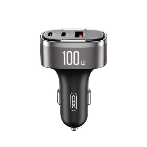 XO car charger CC61 PD QC 3.0 100W 1x USB 1x USB-C 1x Lightning gray - Image 4