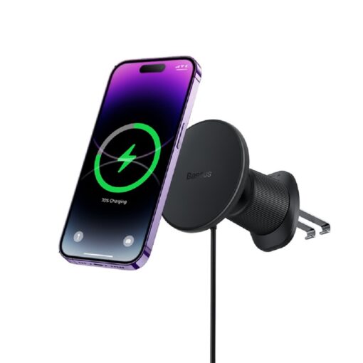 Baseus au-matic car mount with wireless charging 15W black CW01 for air vent - Image 2