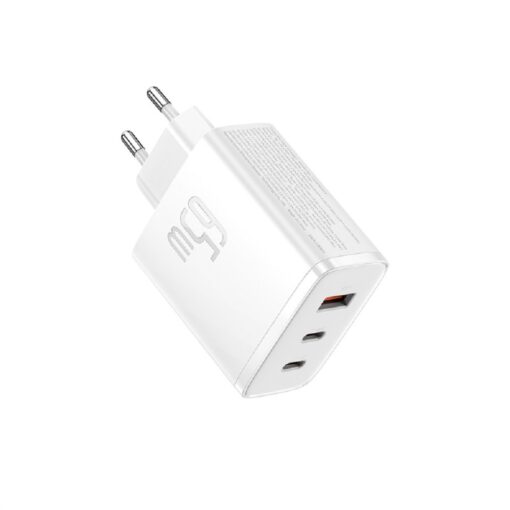 Baseus wall charger Cube Pro PD 65W 2x USB-C 1x USB white - Image 3