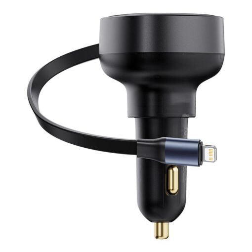 Baseus Enjoyment Pro Car Charger C+Retractable Type-C Cable 60W Cluster Black - Image 2