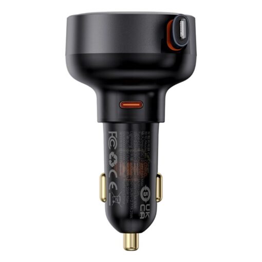 Baseus Enjoyment Pro Car Charger C+Retractable Type-C Cable 60W Cluster Black - Image 4