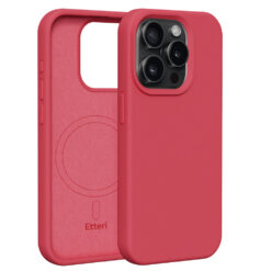 Etteri Silicone Mag case for iPhone 15 Pro 6,1" raspberry