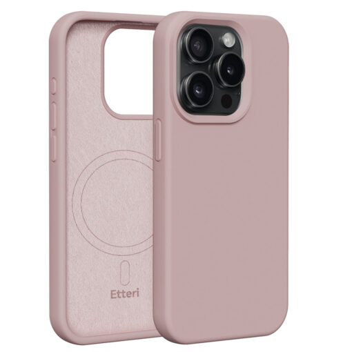 Etteri Silicone Mag case for iPhone 15 Pro 6,1" light pink