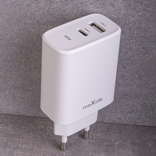 Maxlife MXTC-10-20AC PD QC charger 1x USB-C 1x USB 20W white - Image 7