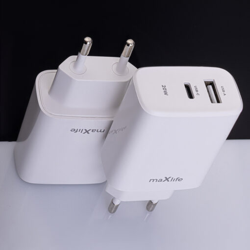 Maxlife MXTC-10-20AC PD QC charger 1x USB-C 1x USB 20W white - Image 8