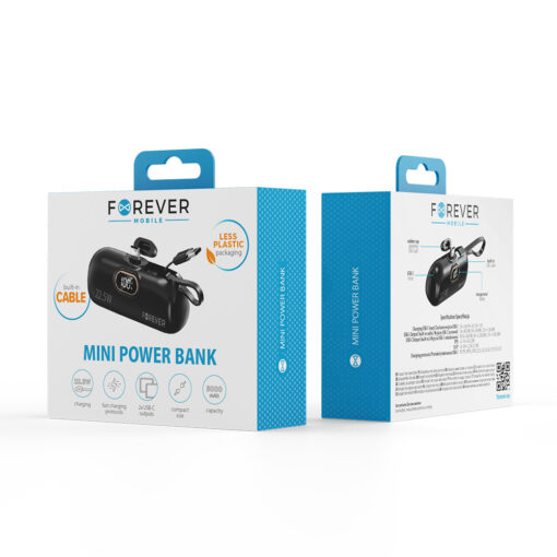 Forever mini power bank MTB-100 22.5W 5000 mAh USB C black - Image 14