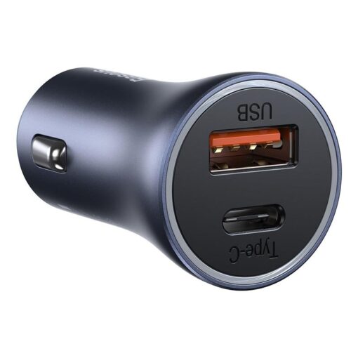 Baseus car charger Golden Contactor Pro 1x USB 1x USB-C QC 40W black + cable USB - USB-C 5A - Image 2