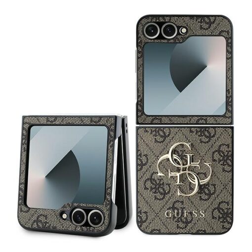 Guess case for Samsung Galaxy Z Flip6 GUE003739 brown 4G Metal Logo