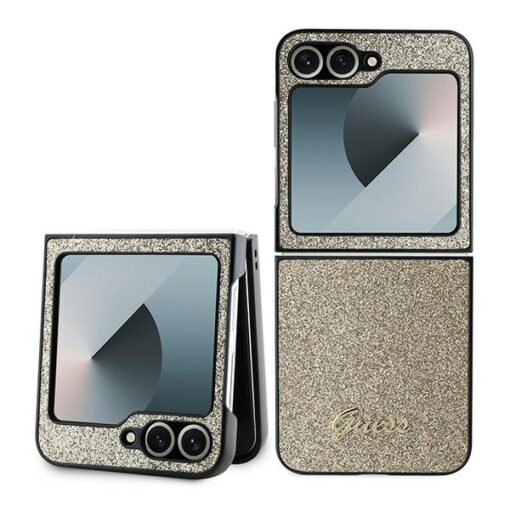 Guess case for Samsung Galaxy Z Flip6 GUE003745 gold 4G Glitter Script