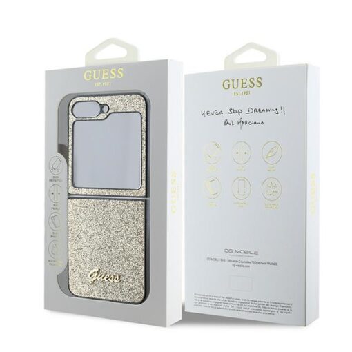 Guess case for Samsung Galaxy Z Flip6 GUE003745 gold 4G Glitter Script - Image 7