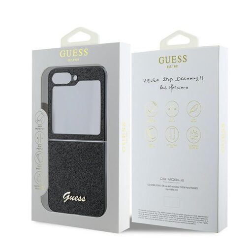 Guess case for Samsung Galaxy Z Flip6 GUE003743 black 4G Glitter Script - Image 8