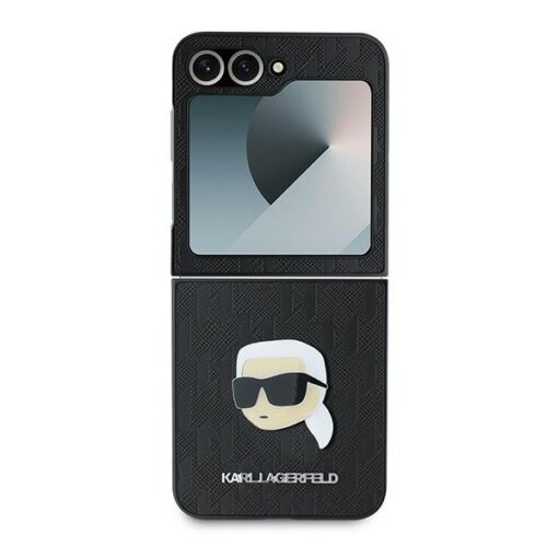 Karl Lagerfeld case for Samsung Galaxy Z Flip6 KF002199 black Saffiano Monogram - Image 2