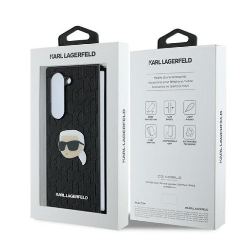 Karl Lagerfeld case for Samsung Galaxy Z Fold6 KF002202 black Saffiano Monogram Head Pin - Image 7