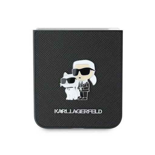 Karl Lagerfeld case for Samsung Galaxy Z Flip6 KF002200 black Saffiano Metal Pin - Image 5