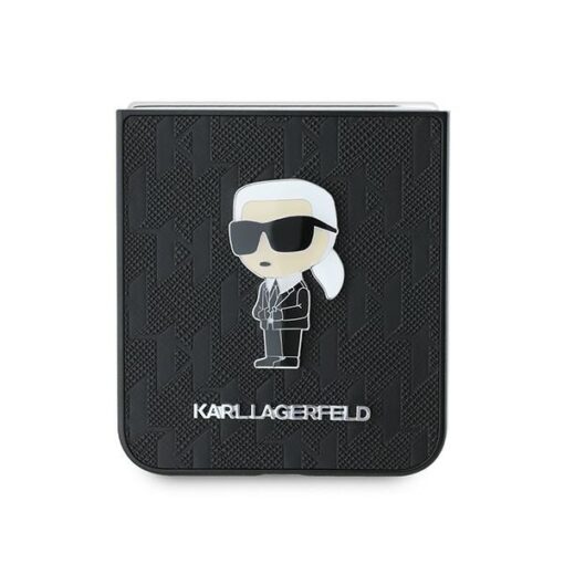 Karl Lagerfeld case for Samsung Galaxy Z Flip6 KF002201 black Saffiano Monogram Ikonik Pin - Image 5