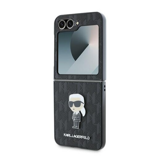 Karl Lagerfeld case for Samsung Galaxy Z Flip6 KF002201 black Saffiano Monogram Ikonik Pin - Image 6