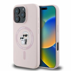 Karl Lagerfeld case for iPhone 16 Pro Max 6,9" KLHMP16XSCMKCRHP pink hardcase Silicone KC Heads Ring MagSafe