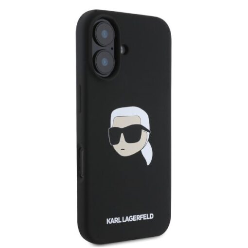 Karl Lagerfeld case for iPhone 16 6,1" KLHMP16SSKHPPLK black hardcase Silicone KL Head Print MagSafe - Image 2
