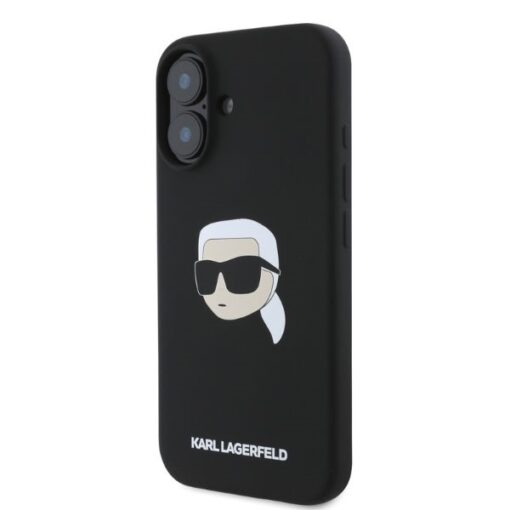 Karl Lagerfeld case for iPhone 16 6,1" KLHMP16SSKHPPLK black hardcase Silicone KL Head Print MagSafe - Image 3