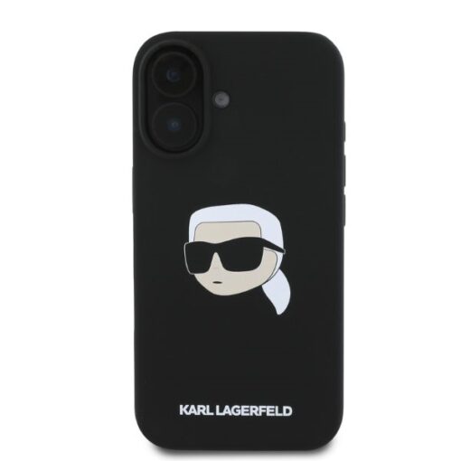 Karl Lagerfeld case for iPhone 16 6,1" KLHMP16SSKHPPLK black hardcase Silicone KL Head Print MagSafe - Image 4