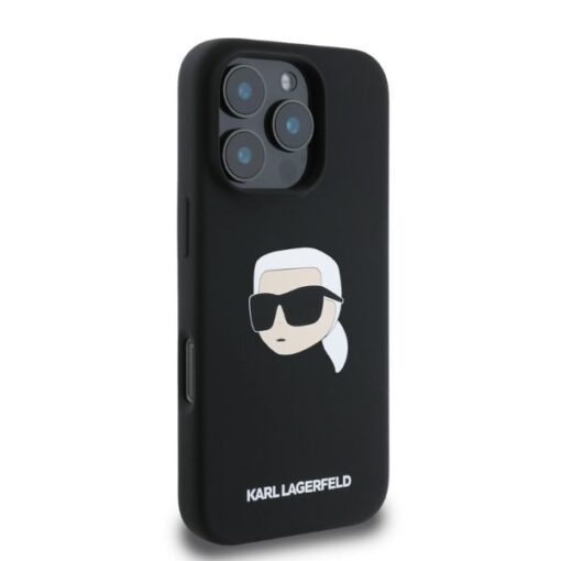 Karl Lagerfeld case for iPhone 16 Pro Max 6,9" KLHMP16XSKHPPLK black hardcase Silicone KL Head Print MagSafe - Image 2