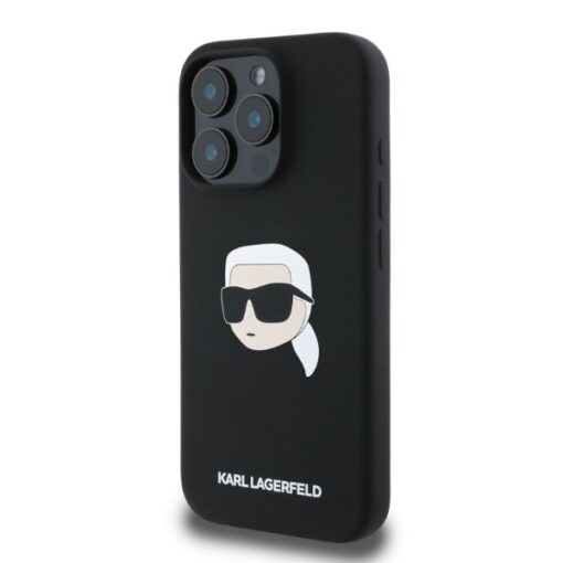 Karl Lagerfeld case for iPhone 16 Pro Max 6,9" KLHMP16XSKHPPLK black hardcase Silicone KL Head Print MagSafe - Image 3