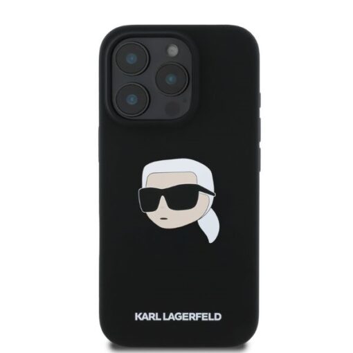 Karl Lagerfeld case for iPhone 16 Pro Max 6,9" KLHMP16XSKHPPLK black hardcase Silicone KL Head Print MagSafe - Image 4