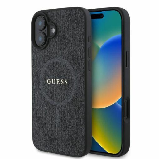 Guess case for iPhone 16 6,1" GUHMP16SG4GFRK black hardcase 4G Ring Classic Logo MagSafe