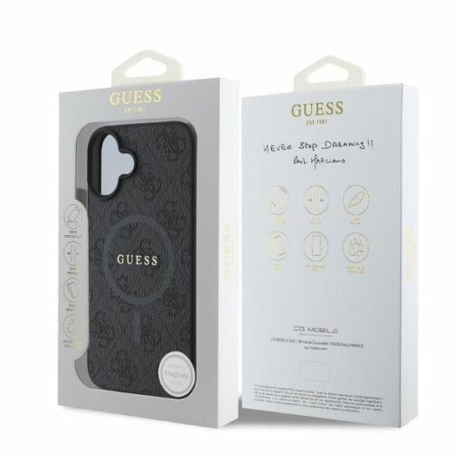 Guess case for iPhone 16 6,1" GUHMP16SG4GFRK black hardcase 4G Ring Classic Logo MagSafe - Image 5