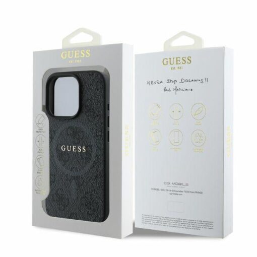 Guess case for iPhone 16 Pro 6,3" GUHMP16LG4GFRK black hardcase 4G Ring Classic Logo MagSafe - Image 4