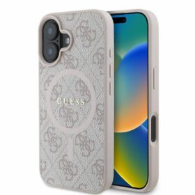 Guess case for iPhone 16 6,1" GUHMP16SG4GFRP pink hardcase 4G Ring Classic Logo MagSafe