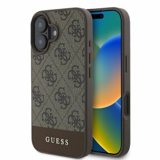 Guess case for iPhone 16 6,1" GUHCP16SG4GLBR brown hardcase 4G Bottom Stripe