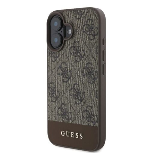 Guess case for iPhone 16 6,1" GUHCP16SG4GLBR brown hardcase 4G Bottom Stripe - Image 2