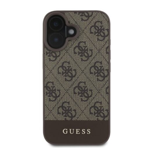 Guess case for iPhone 16 6,1" GUHCP16SG4GLBR brown hardcase 4G Bottom Stripe - Image 3